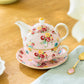 Pink Shabby Rose Fine Porcelain Tea For One Set