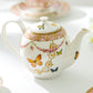 Butterflies with Pink Ornament Fine Porcelain Teapot