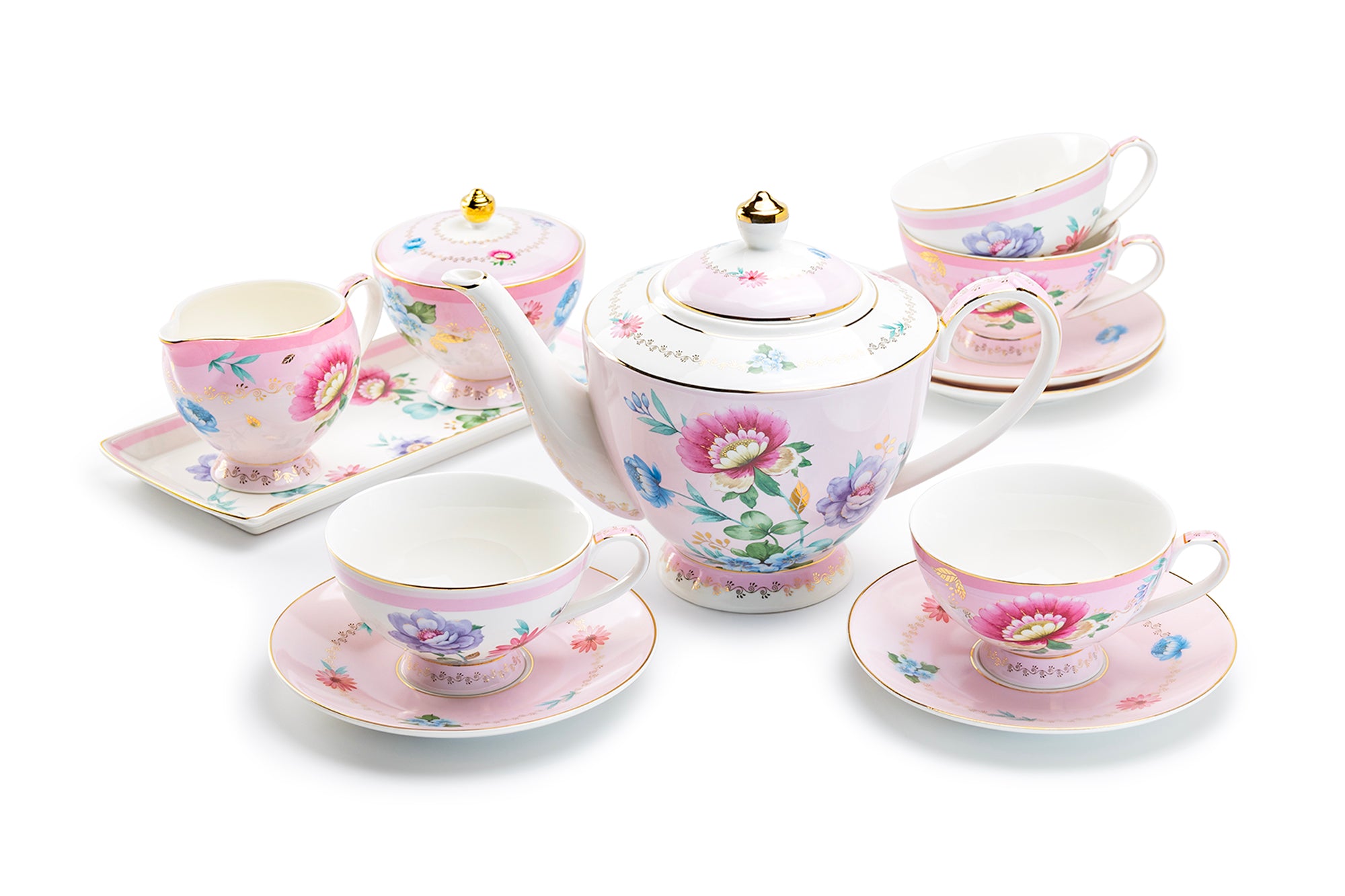 Grace Teaware Pink Roses Teapot & Tea Cups Boxed Gift popular Set NIB Grace’s Mom Gift