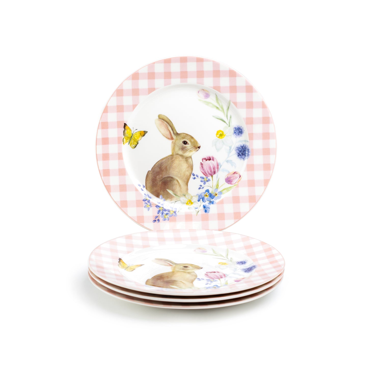 Meadow Bunny Pink Gingham Fine Porcelain Dessert Plate