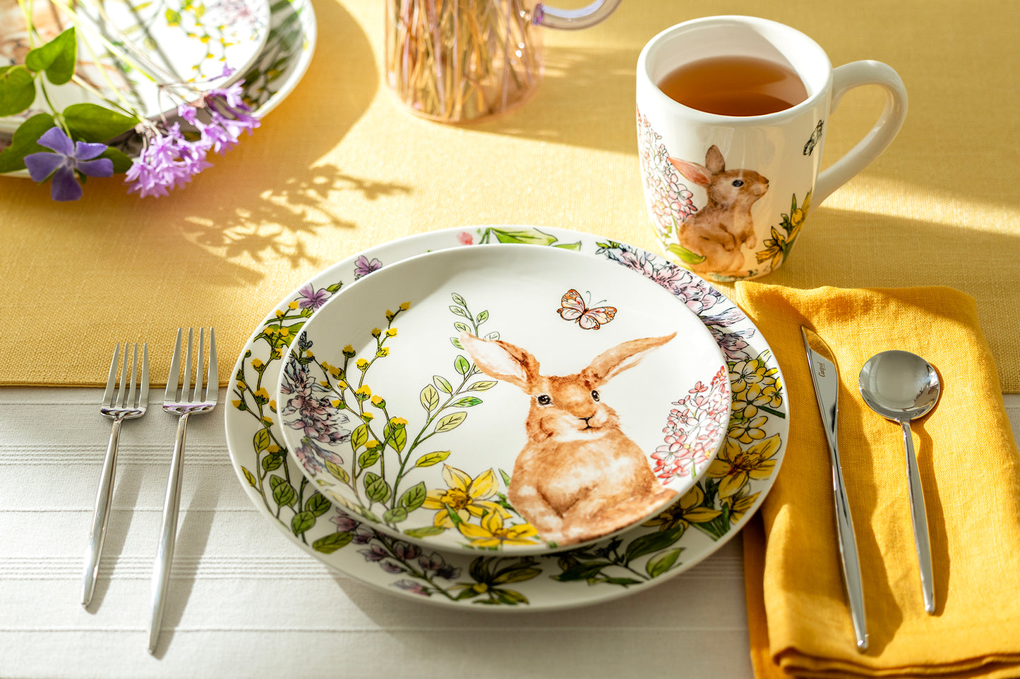 Spring Garden Bunny Salad + Dinner Plate Set - 1