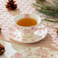 Christmas Pink Bow Fine Porcelain Tea Cup and Saucer