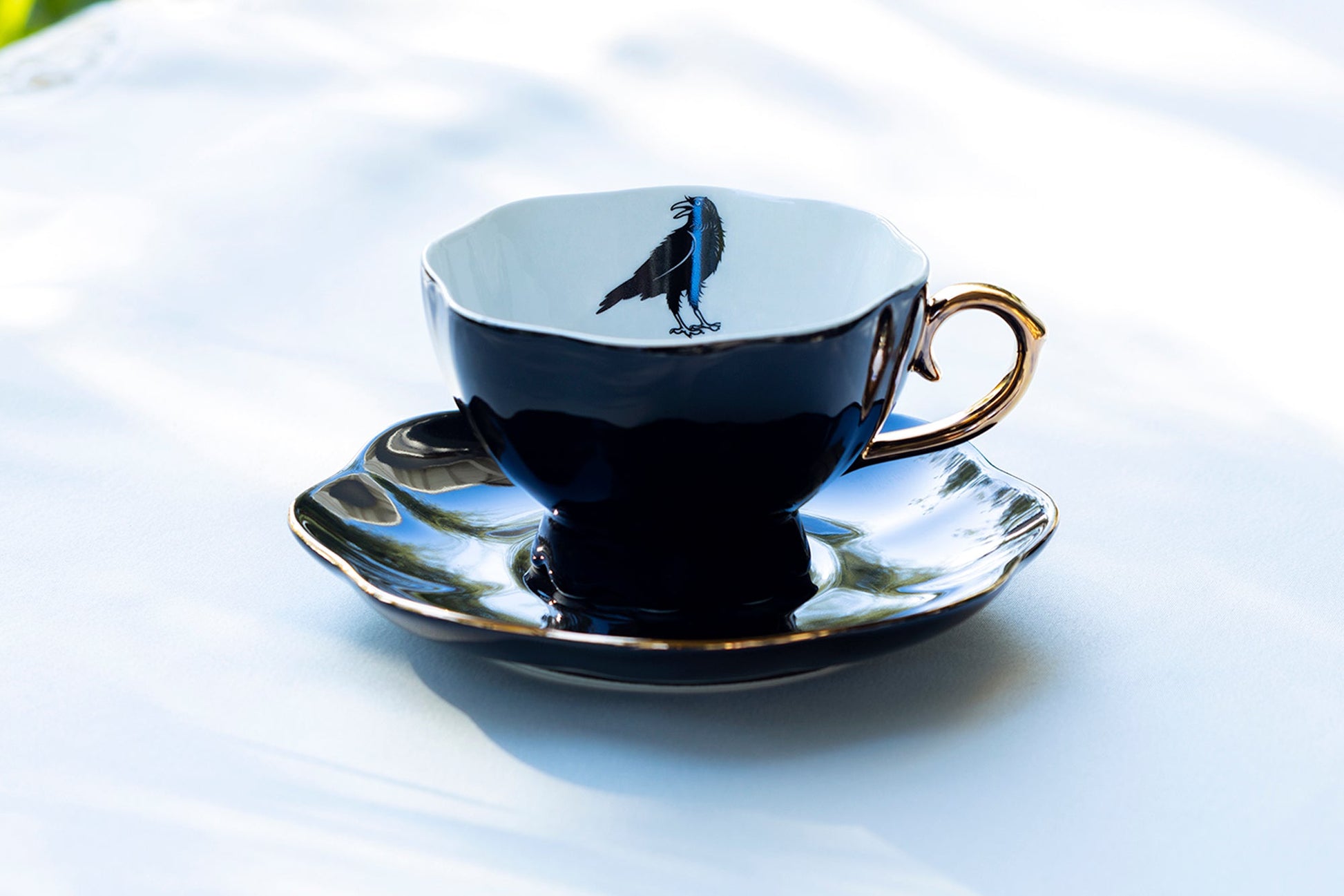 Grace Teaware black raven crow tea cup