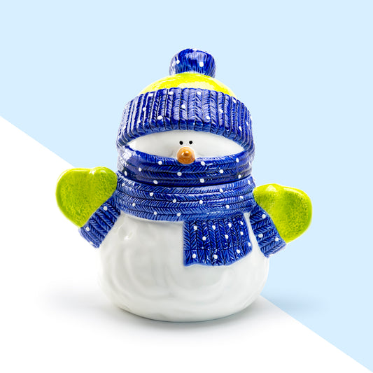 Cali Ceramic Holiday Christmas Snowman Large Cookie Jar 2.3 Qt. Gracie China Shop