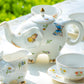 Grace Teaware Flower Garden Butterfly Dragonfly Pansy Elephant Fine Porcelain 11-piece Tea Set