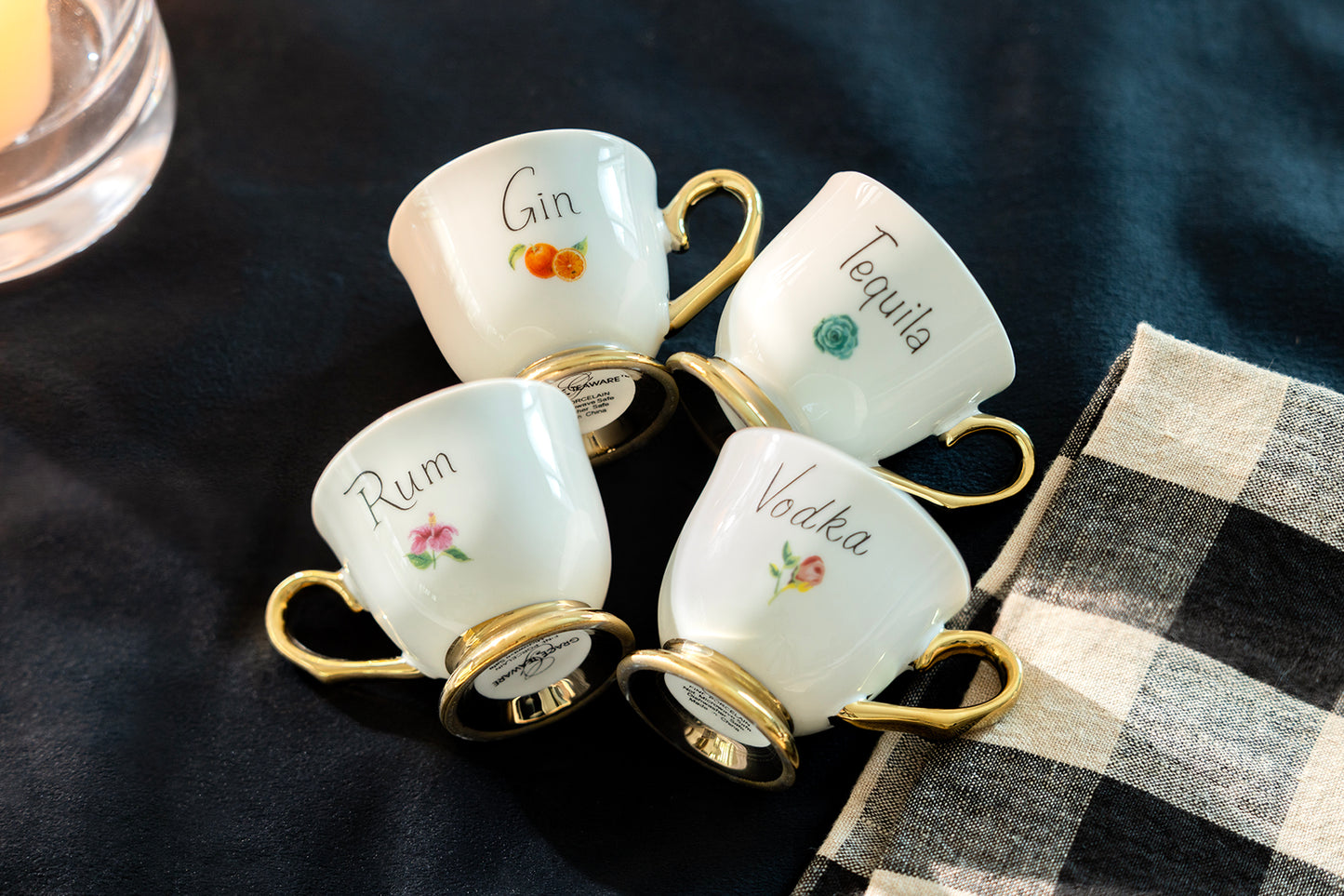 Golden Spirits Fine Porcelain 2oz Demitasse Cup Set with Pink Gift Box