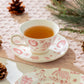 Christmas Pink Bow Fine Porcelain Tea Cup and Saucer