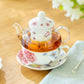 Hydrangea with Butterflies Glass and Fine Porcelain Tea For One Set