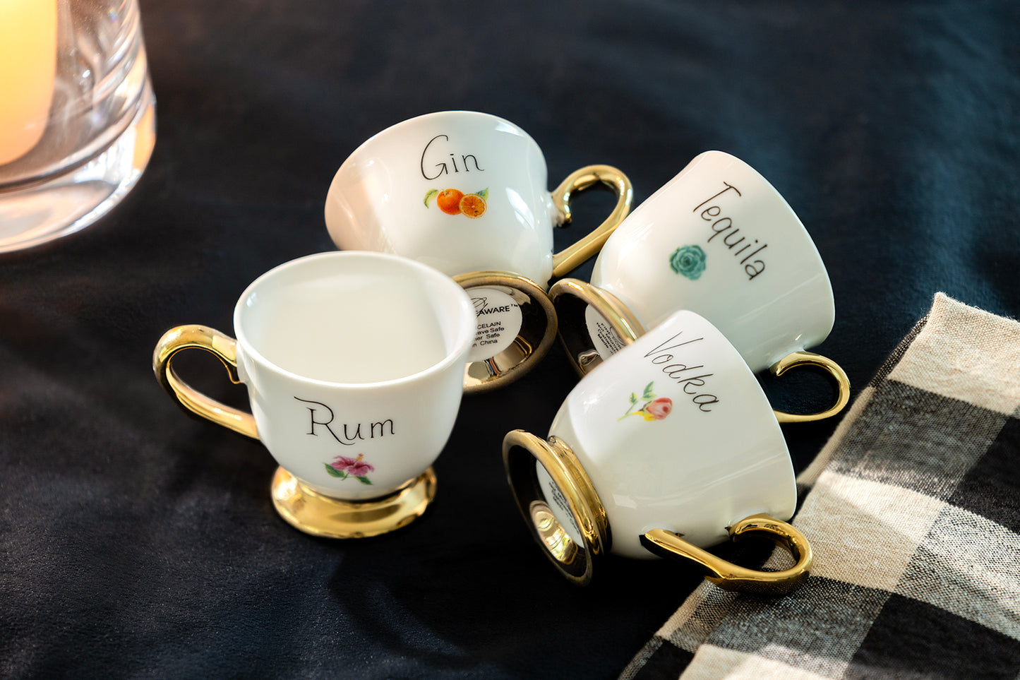 Golden Spirits Fine Porcelain 2oz Demitasse Cup Set with Pink Gift Box