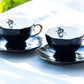 Grace Teaware Halloween Snake Black Gold Scallop Tea Cup Saucer set of 2