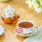 Hydrangea with Butterflies Glass and Fine Porcelain Tea For One Set