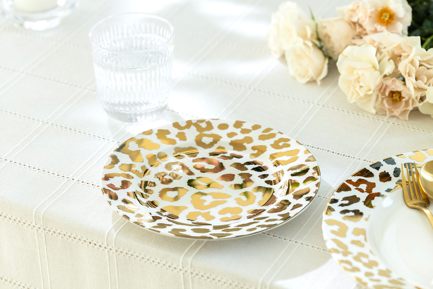 Gold Leopard Fine Porcelain Dessert/Dinner Plate