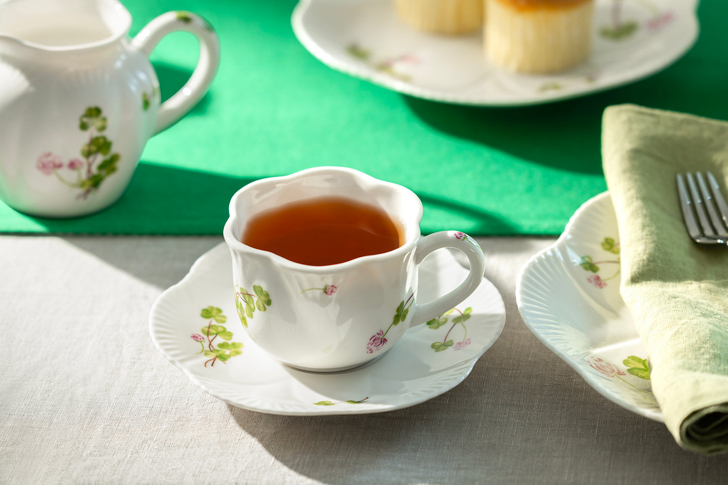 Julia's Clover Garden Fine Porcelain Tea Cup and Saucer