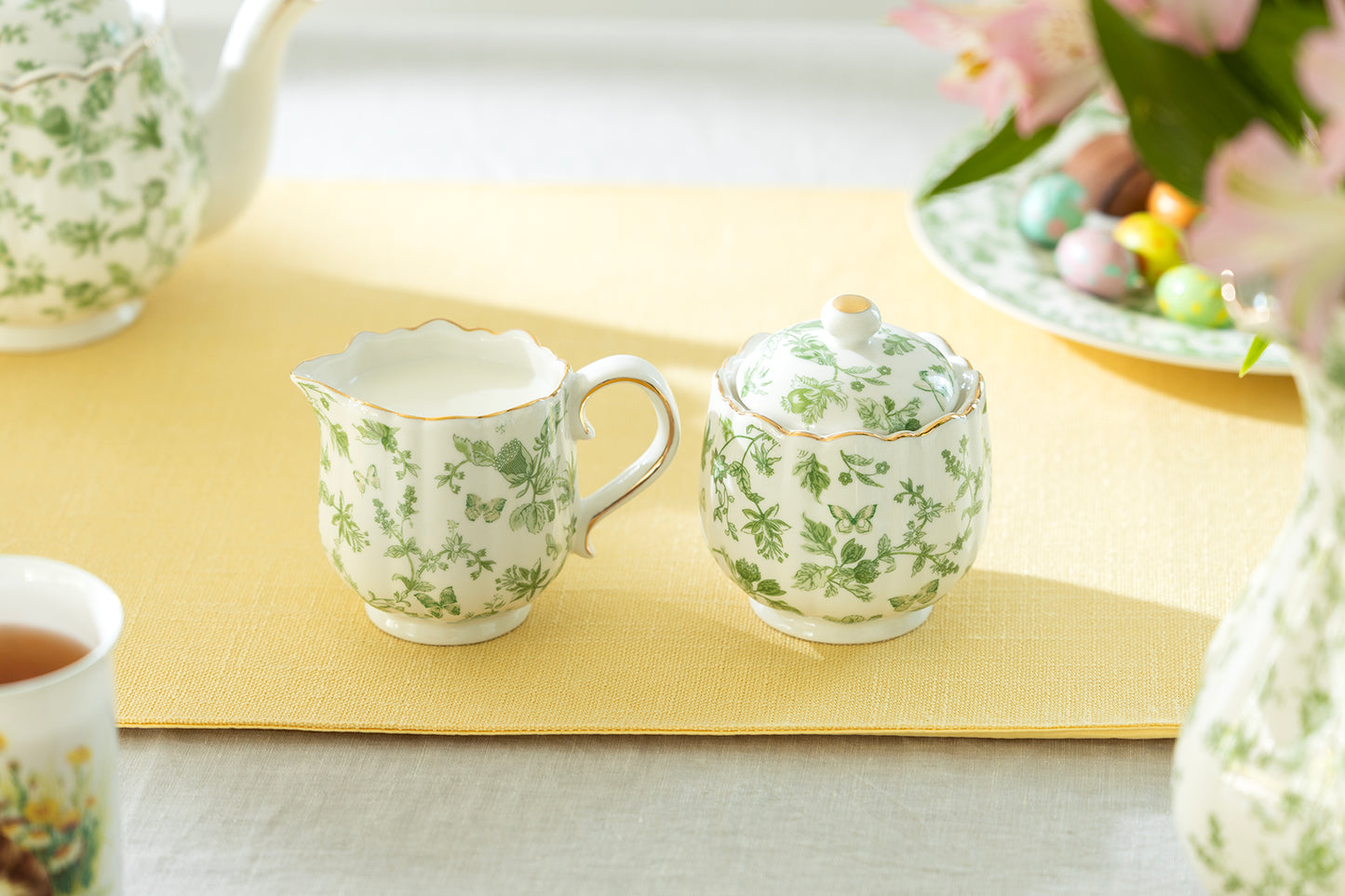 Greeny Garden Fine Porcelain Sugar & Creamer Set