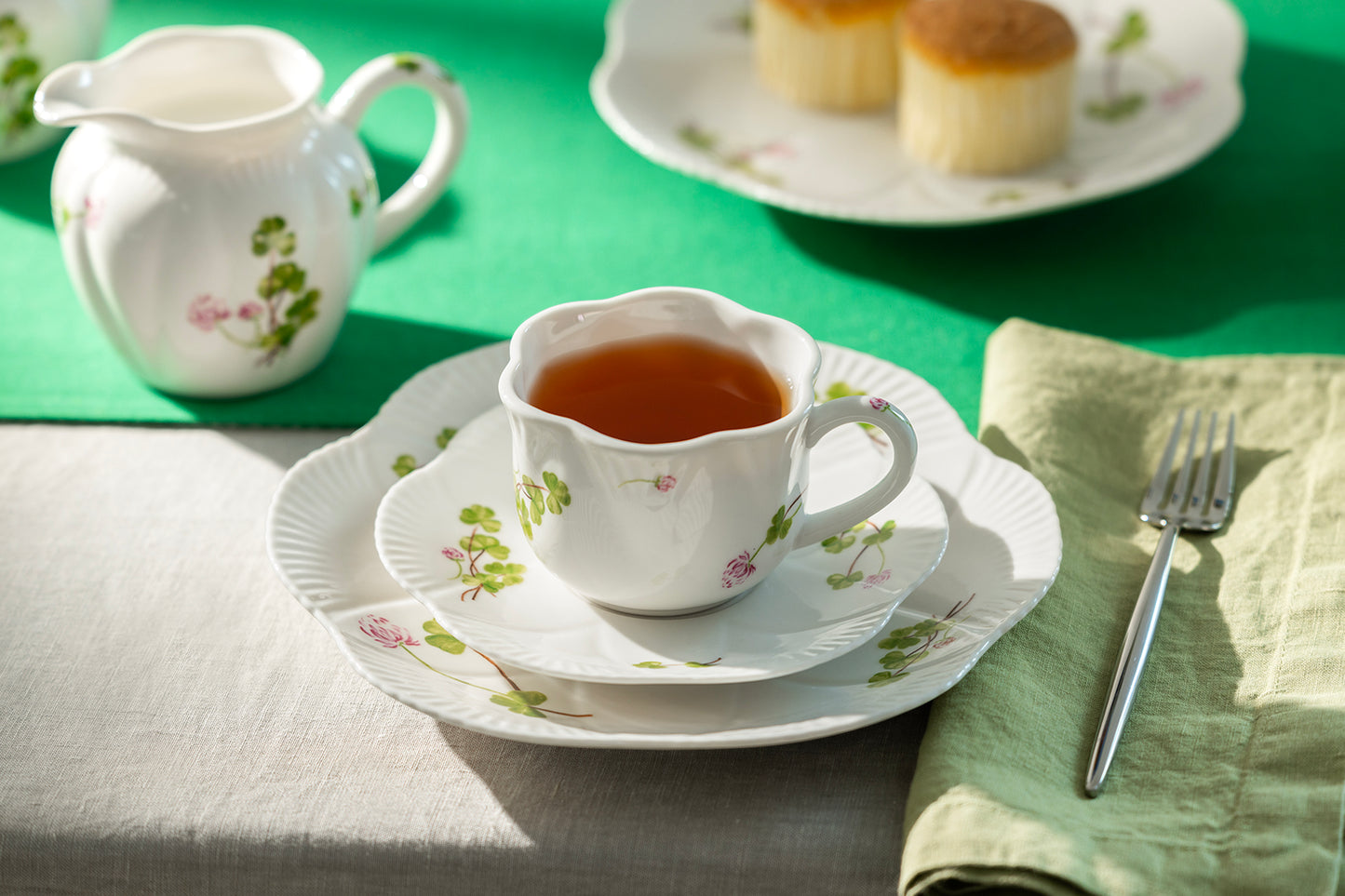 Julia's Clover Garden Fine Porcelain Tea Cup and Saucer