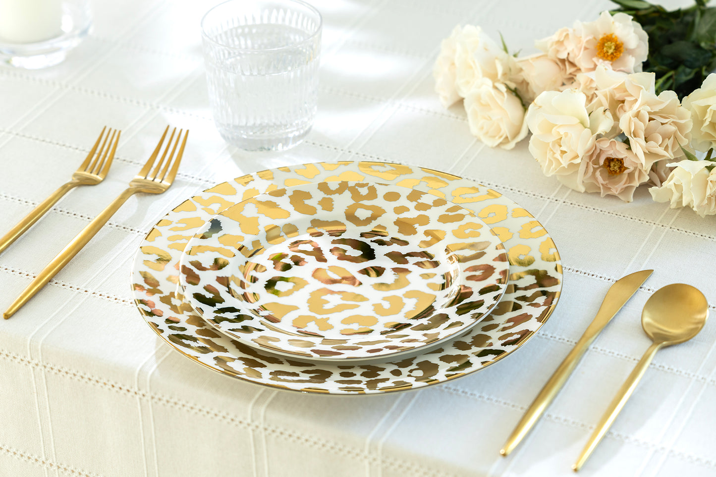 Gold Leopard Fine Porcelain Dessert/Dinner Plate