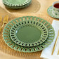 Green Heirloom Fine Porcelain 8.15" Dessert/11.15" Dinner Plate