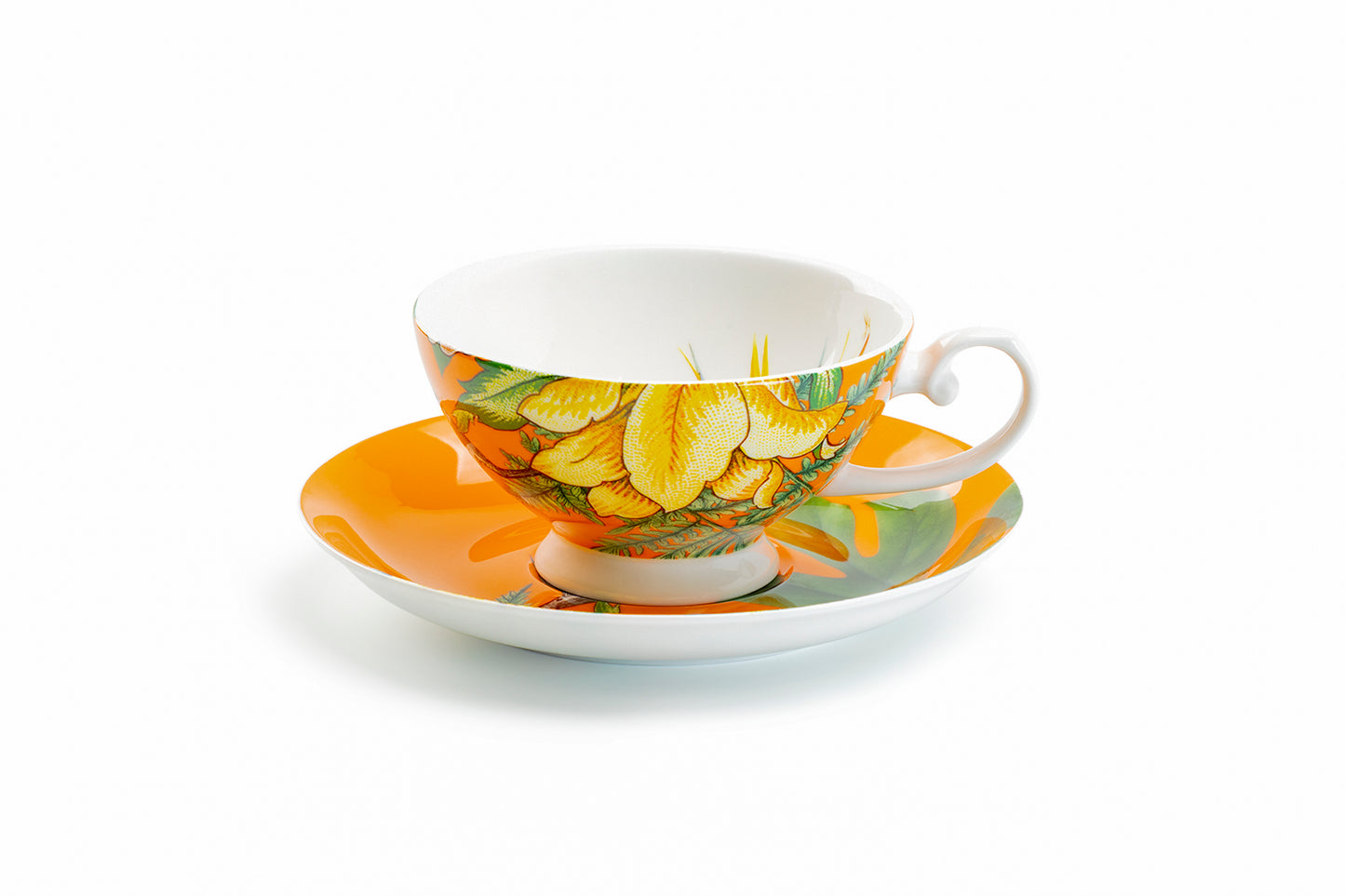 Stechcol Gracie Bone China Bird of Paradise Bone China Tea Cup and Saucer