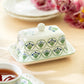 Green Bouquet Medallion Fine Porcelain Butter Dish