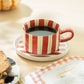 Red & Yellow Stripes Cup and Saucer - 11oz