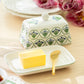 Green Bouquet Medallion Fine Porcelain Butter Dish