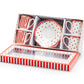 Grace Teaware Red Josephine Stripes and Dots 3oz Espresso Cups and Saucers with Gift Box