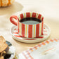 Red & Yellow Stripes Cup and Saucer - 11oz