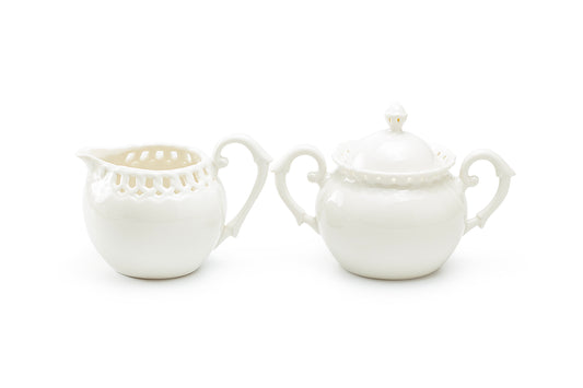 White Heirloom Fine Porcelain Sugar & Creamer Set