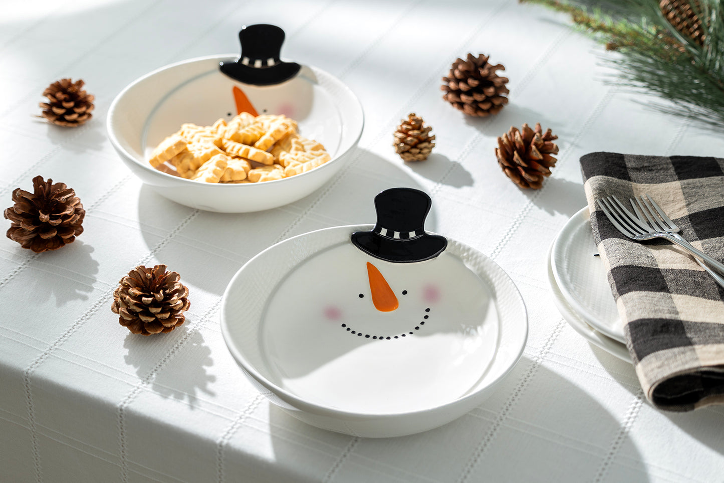 Potter's Studio Christmas Happy Snowman Pasta Bowl