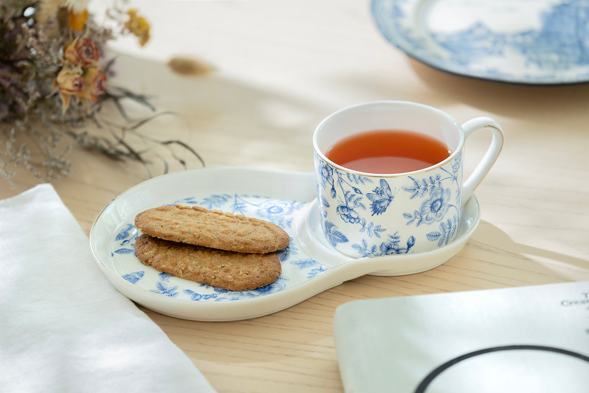 Blue Butterfly Garden Fine Porcelain Tea Snack Set