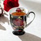 Stechcol Gracie Bone China Stem Red Rose Black Bone China Footed Mug