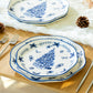 Blue Holly Christmas Tree Dessert/Dinner Plate