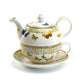 Grace Teaware Butterflies with Blue Ornament Fine Porcelain Tea For One