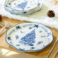 Blue Holly Christmas Tree Dessert/Dinner Plate