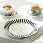 Grace Teaware Black Josephine Stripes and Dots Fine Porcelain Dessert Plate