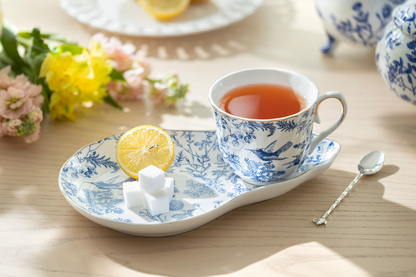 Blue Bird Toile Fine Porcelain Tea Snack Set