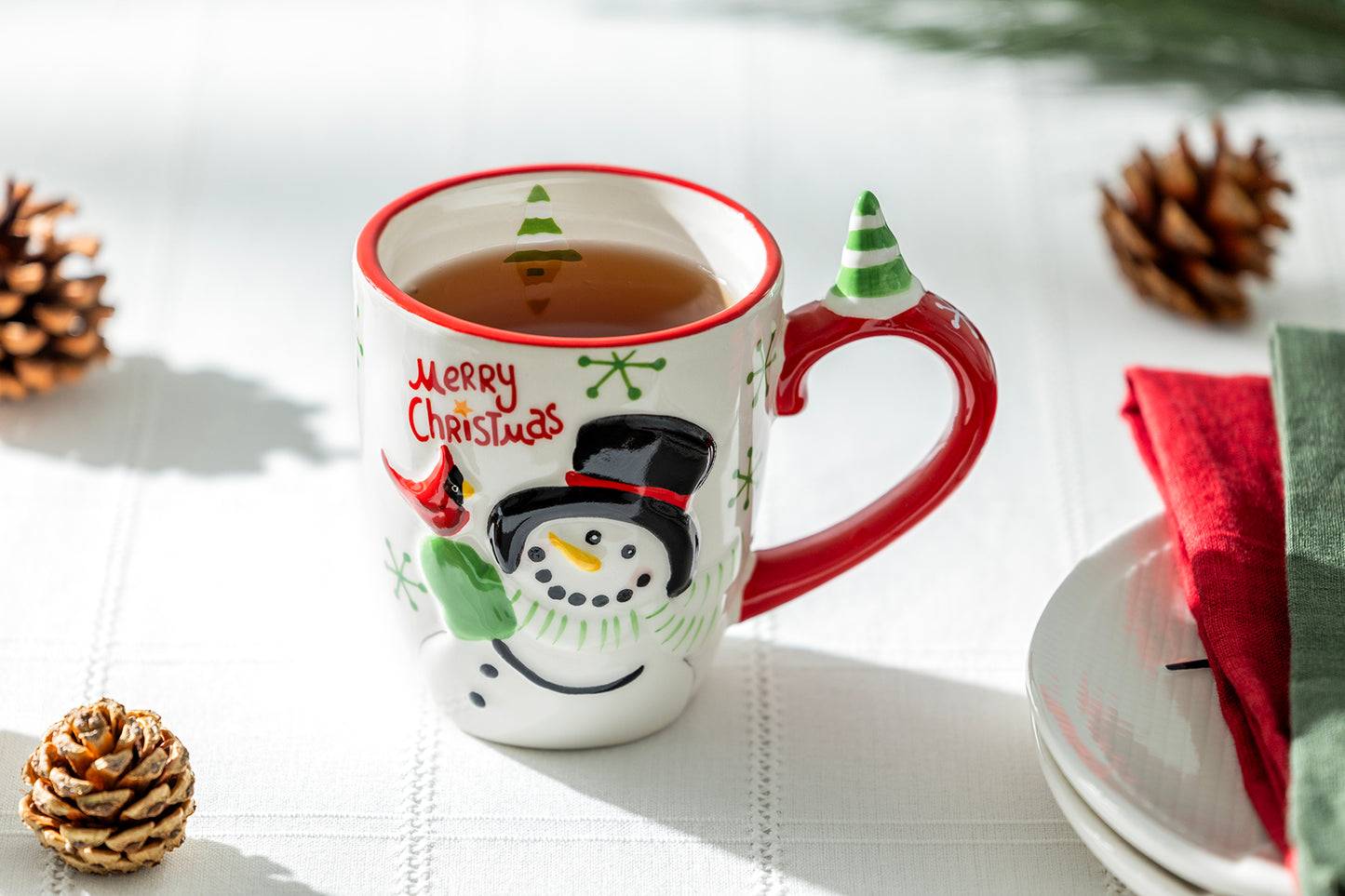 Merry Christmas Snowman and Cardinal Mug