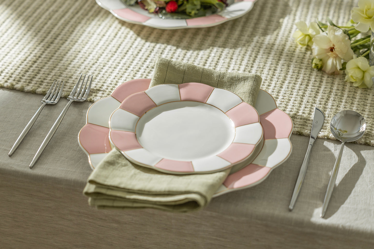 Pink and White Scallop Fine Porcelain Tea Set