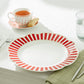 Red Josephine Stripes and Dots Fine Porcelain Dessert / Dinner Plate