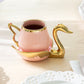 Golden Swan Pink Fine Porcelain Tea Cup and Saucer