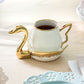 Golden Swan White Fine Porcelain Tea Cup and Saucer