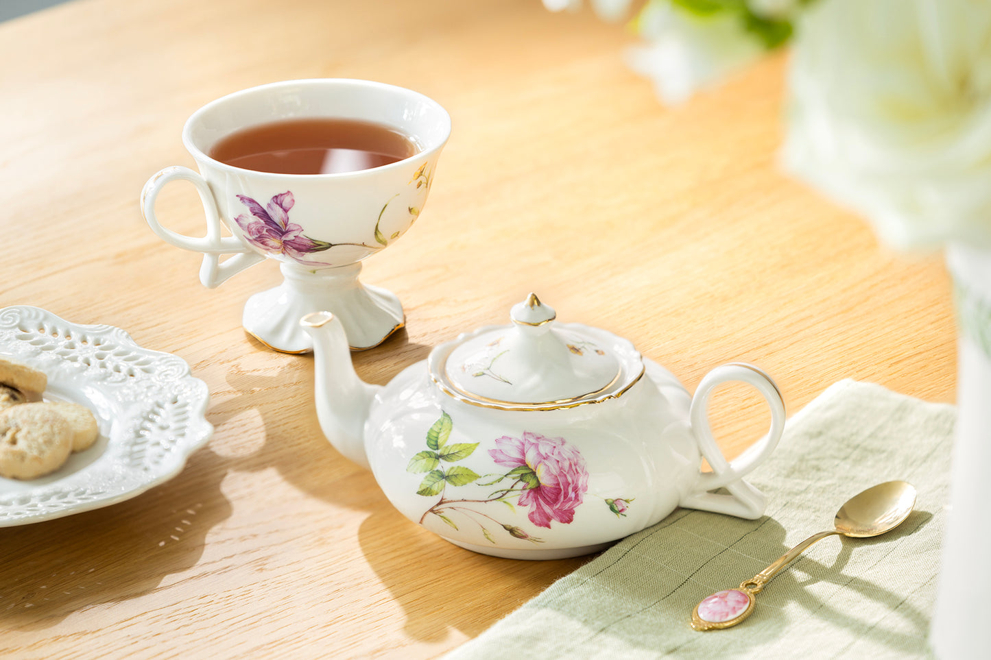 Rose Elegance Fine Porcelain Tea For One Set