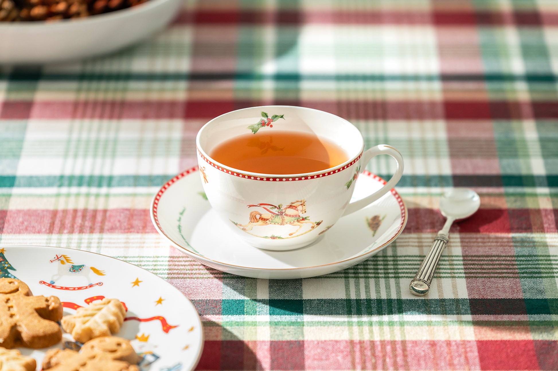 Grace Teaware Christmas Rocking Horse Fine Porcelain Tea Cup and Saucer