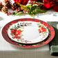 Grace Teaware Poinsettia Pine Cone Fine Porcelain Dessert Dinner Plate Set