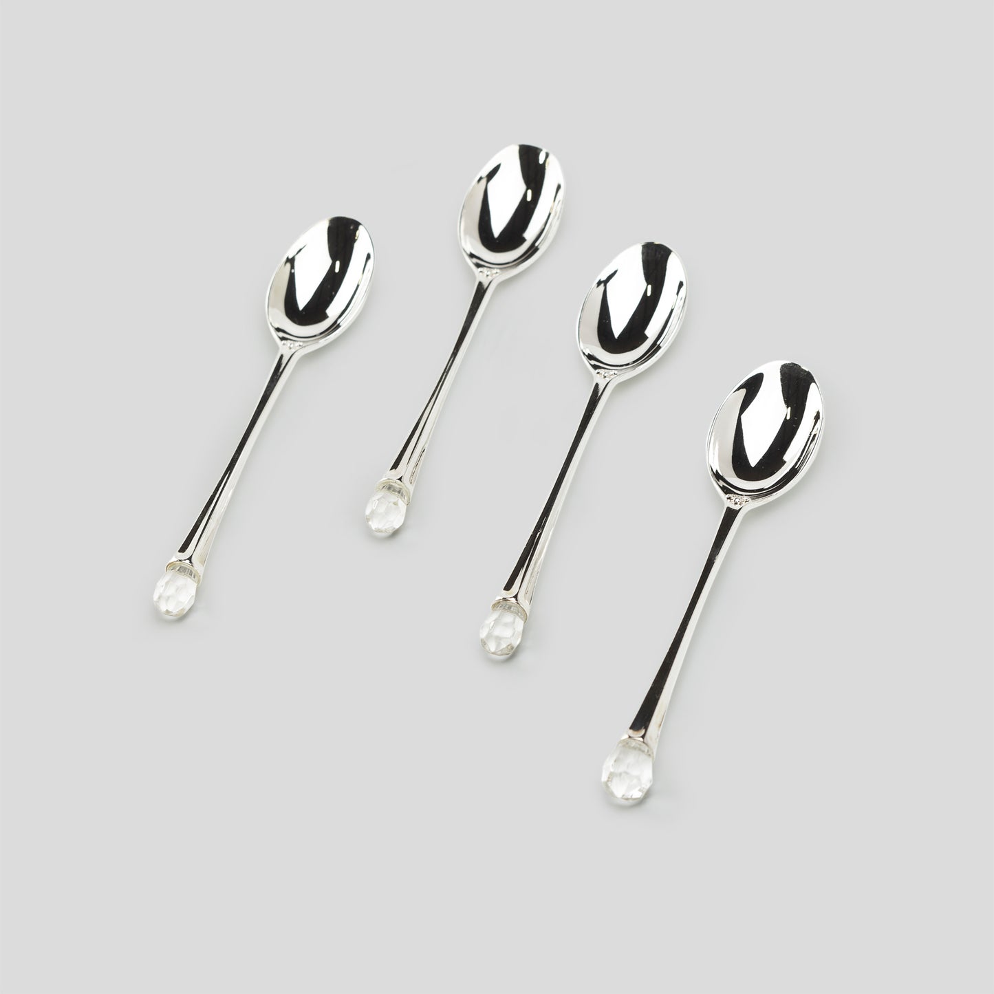 Silver Plated Demi Spoon with Crystal Handle Set of 4