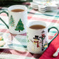 Jolly Snowman Fine Porcelain Mug with Green Handle