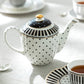 Black Josephine Stripes and Dots Fine Porcelain Teapot