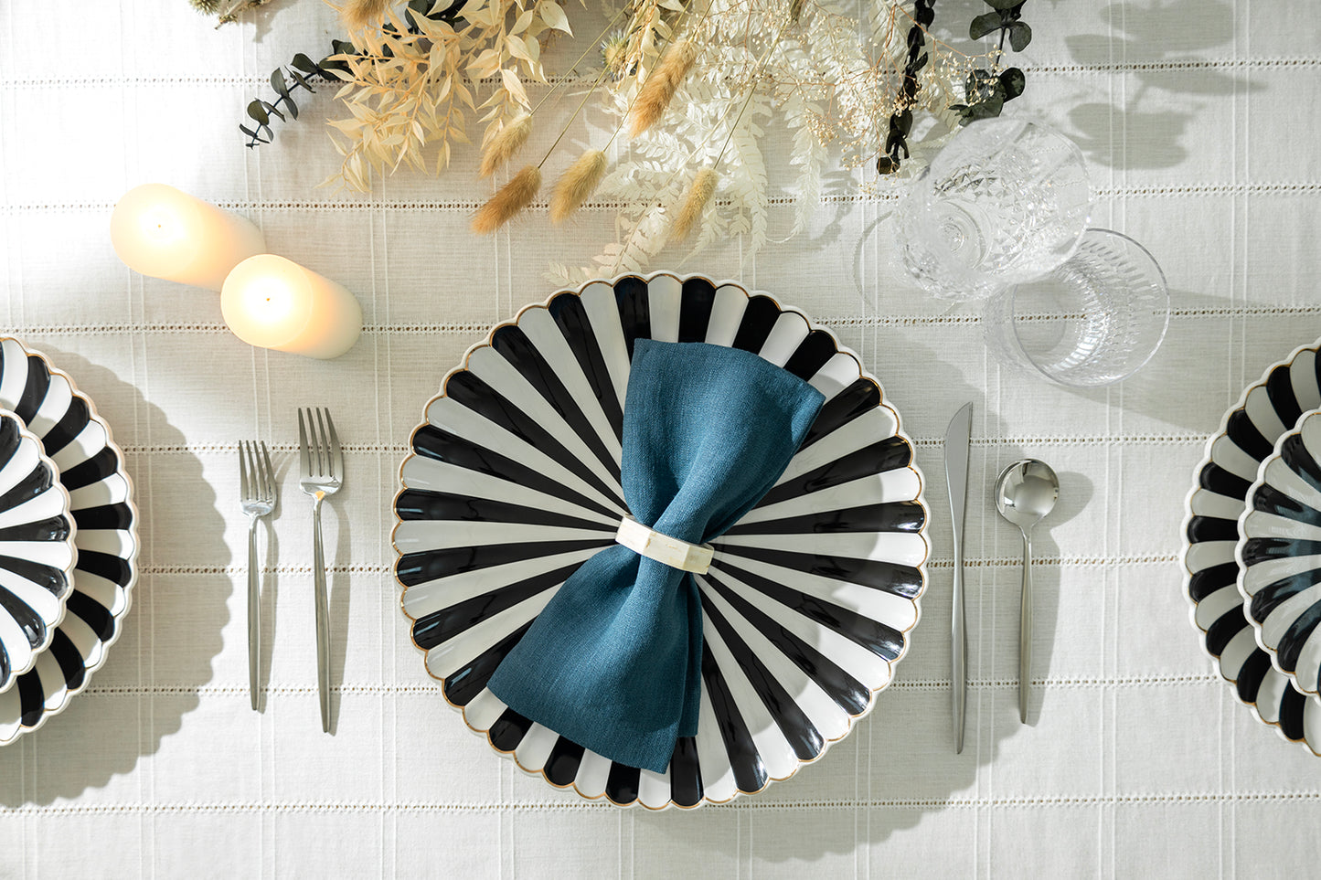 Beetlejuice Black and White Scallop Fine Porcelain 12.5" Charger Plate