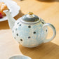 Dark Gray Stripes and Dots with Blue Toile Fine Porcelain Tea Set