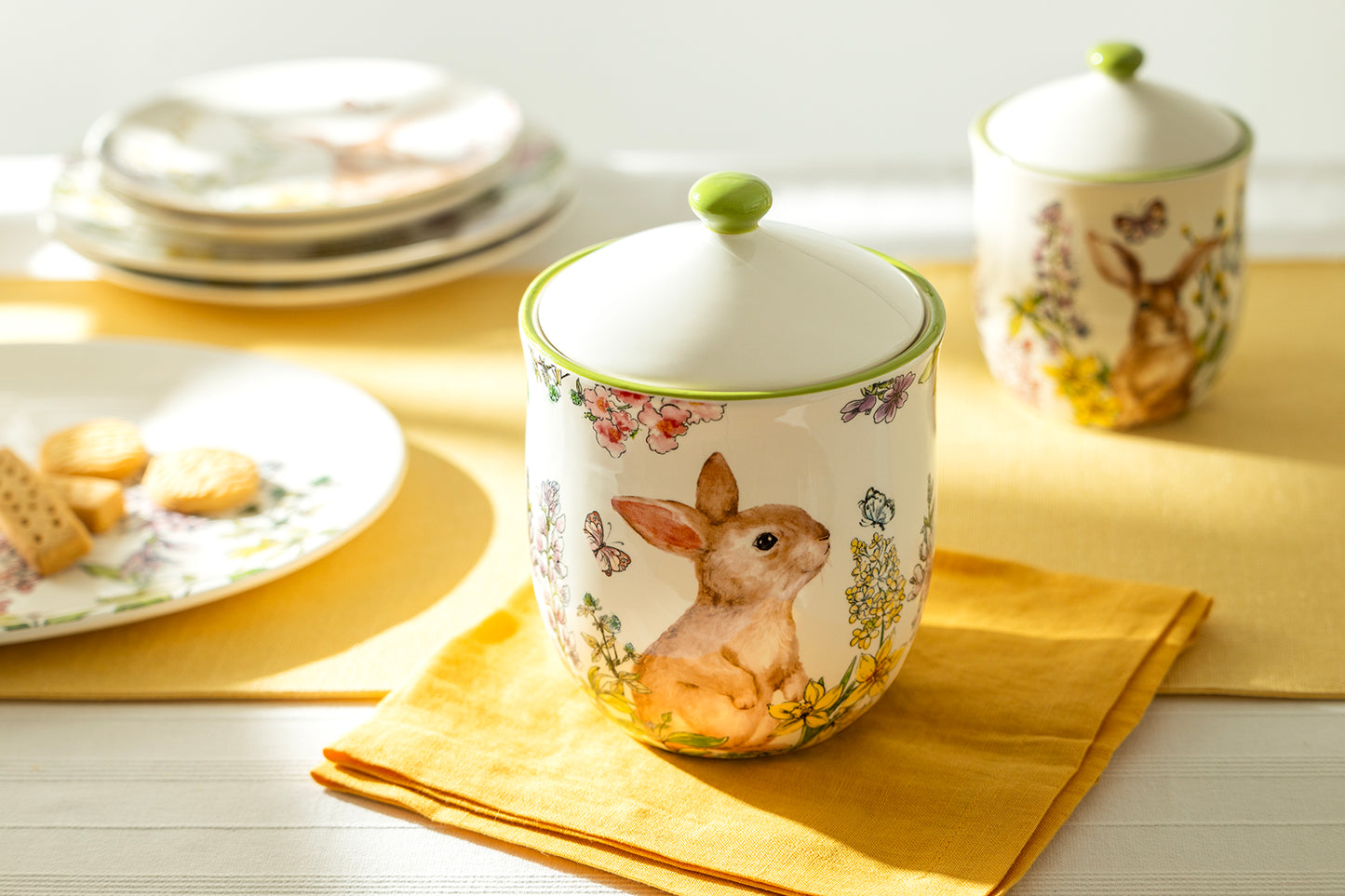 Spring Garden Bunny Canisters
